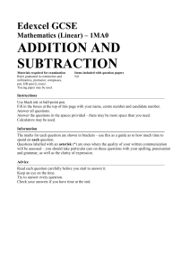 Addition Subtraction Multiplication and Division Worksheet