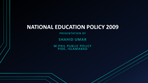 NATIONAL EDUCATION POLICY 2009