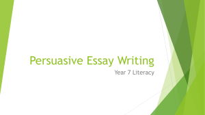 Persuasive Essay Writing Year 7
