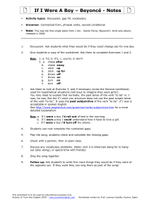 2nd Conditional - If I Were a Boy lesson plan
