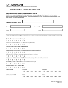 Internship Supervisor Evaluation Form