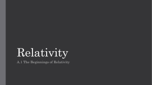 A.1 The Beginnings of Relativity