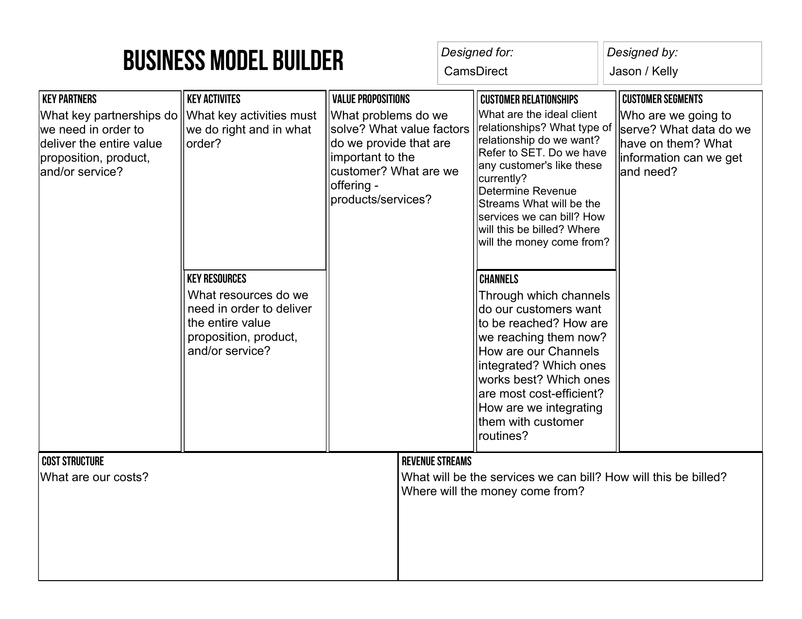 Business Model Template W Qs