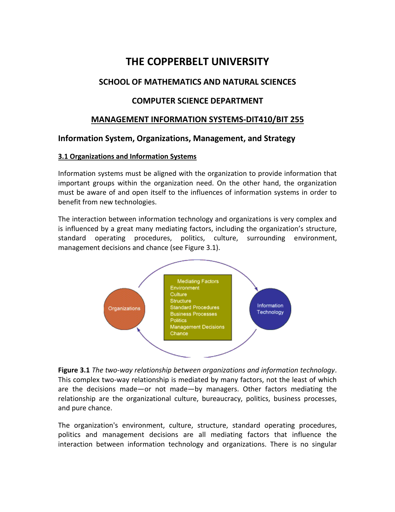 Information System Department Organizational Chart