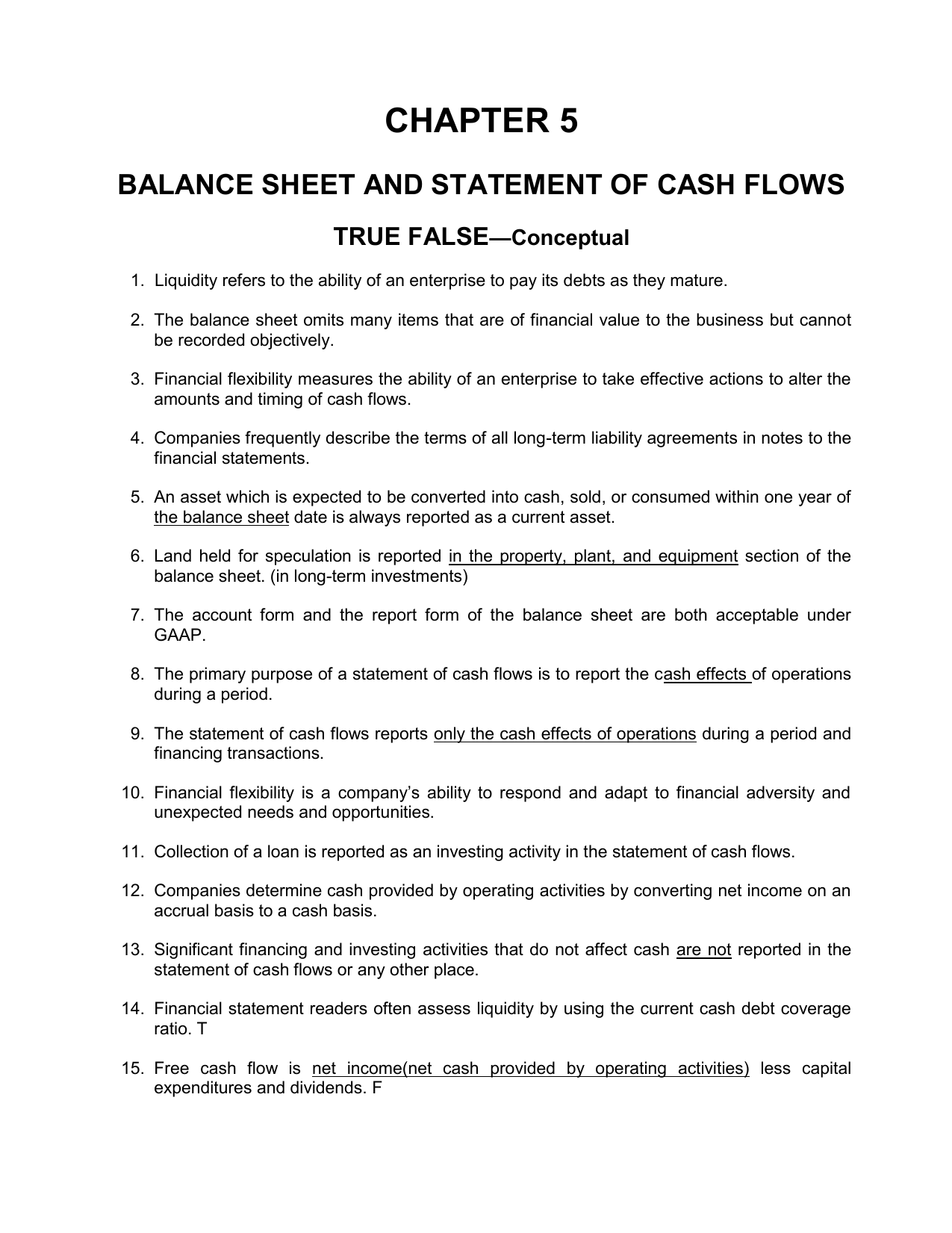 Balance Sheet Financial Accouting Ch05 With Answer And