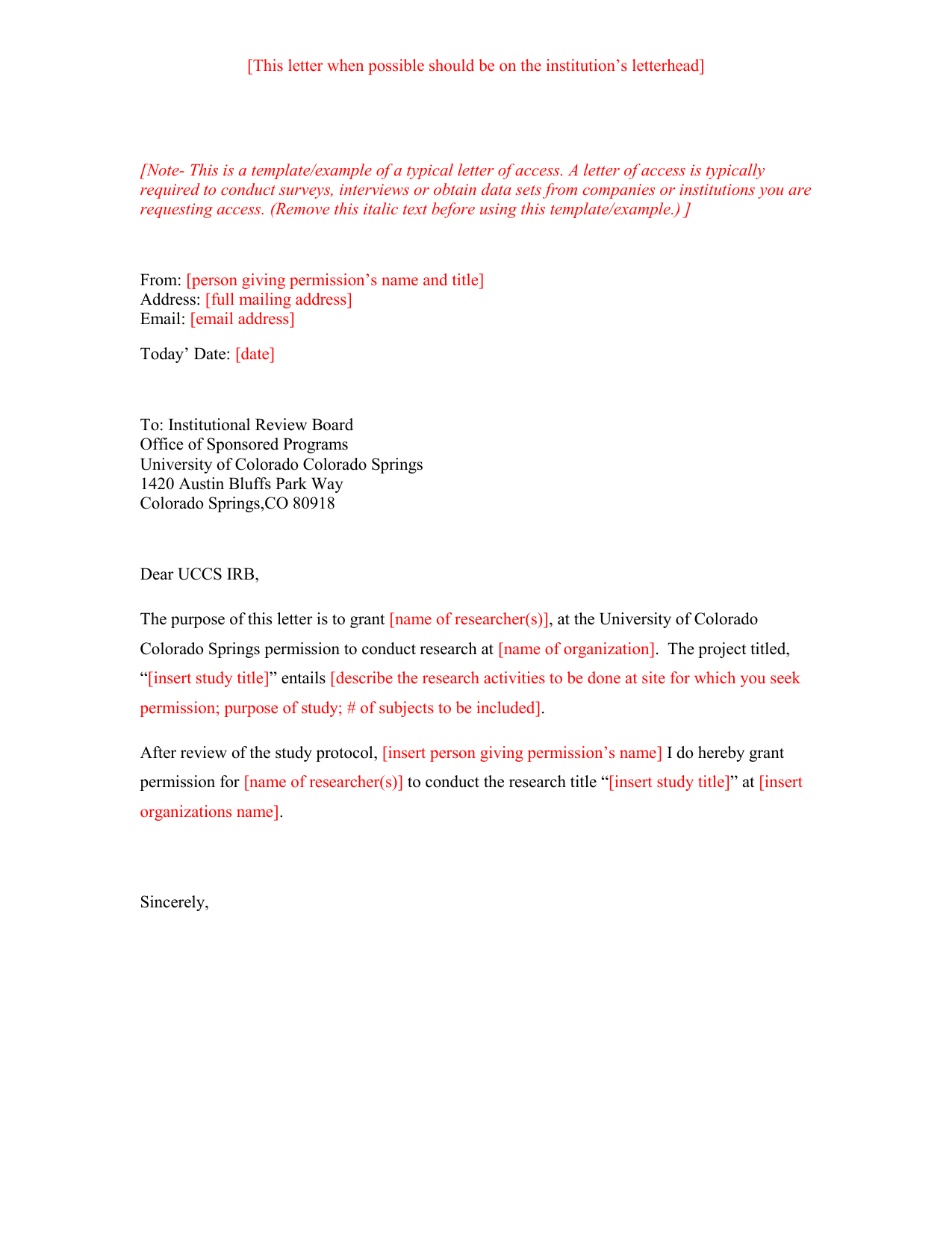 Request Letter To Conduct Research : Request Letter To ...