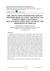 THE APPLICATION OF RESPONSE SURFACE METHODS (RSM) TO STUDY THE EFFECT OF PARTIAL PORTLAND CEMENT REPLACEMENT USING SILICA FUME ON THE PROPERTIES OF MORTAR