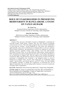 ROLE OF STAKEHOLDERS IN PRESERVING BIODIVERSITY IN BANGLADESH: A STUDY ON TANGUAR HAOR 