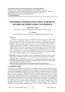MINIMIZE POWER LOSS USING PARTICLE SWARM OPTIMIZATION TECHNIQUE