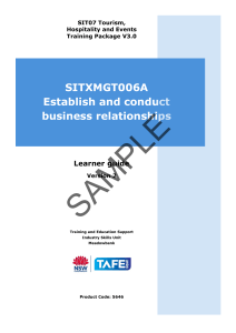 PROMO 5646 SITXMGT006A Establish Conduct Business Relationships 