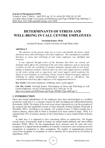 DETERMINANTS OF STRESS AND WELL-BEING IN CALL CENTRE EMPLOYEES 