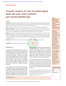 Acoustic analysis of voice in non laryngeal head and neck cancer patients post chemoradiotherapy