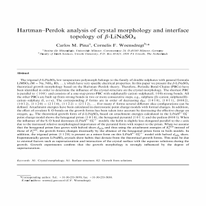 Hartman–Perdok analysis of crystal morphology and interface topology of beta´LiNaSO4 Pina and Woensdregt 2001 01