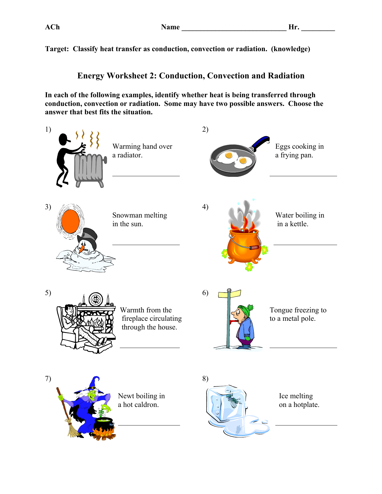 energy transformation worksheet answer key