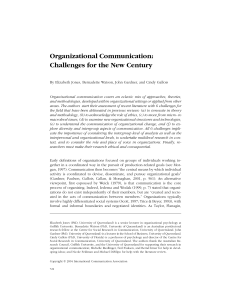Organizational Communication Challenges for the New Century