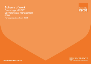 Scheme of work IGCSE environmental management PDF