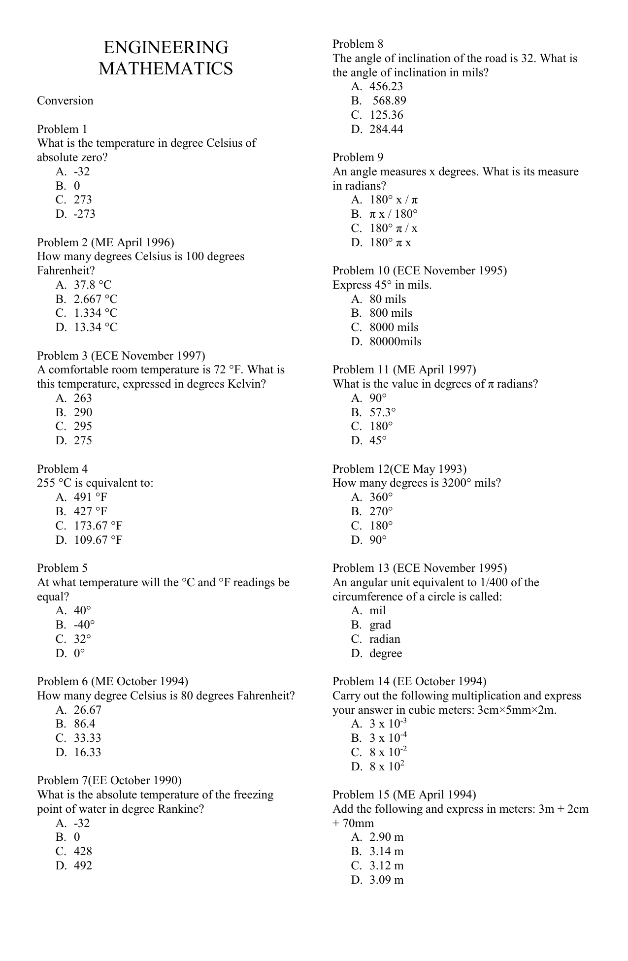 Mcq In Math