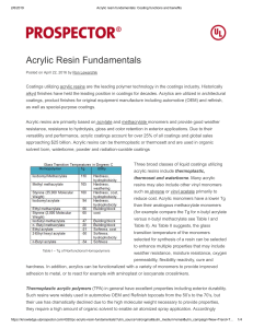 Acrylic resin fundamentals  Coating functions and benefits
