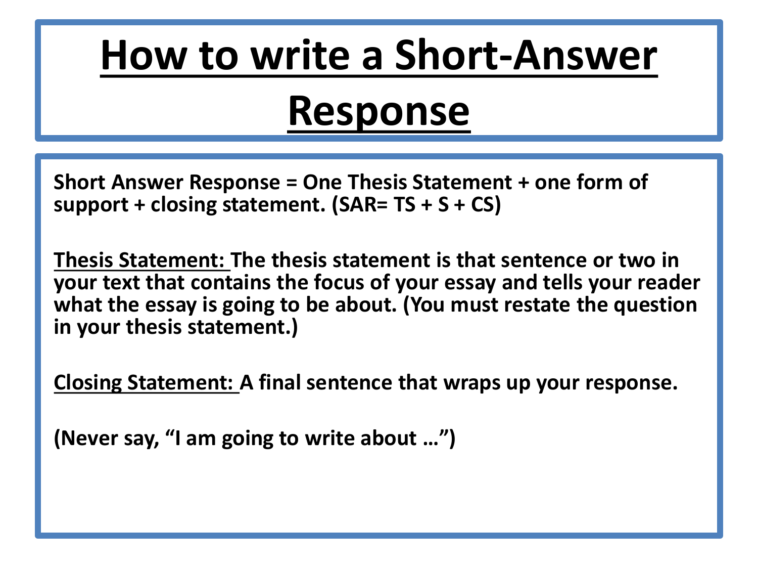 how long should a short essay response be
