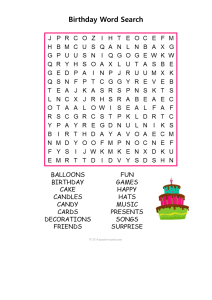 Birthday Word Search   Dialogue