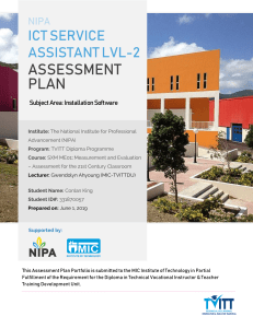 Assessment Plan Portfolio Final (Conlan King)