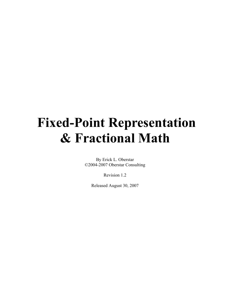 Fixed Point Fractional Number Representation