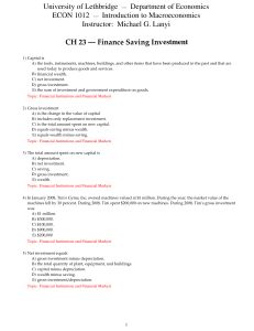 Chapter 7. FINANCE,SAVING, AND INVESTMENT Testbank