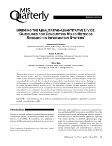 Mixed Methods Research in IS: Guidelines