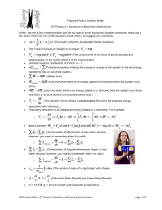 0205 lecture notes - ap physics c- equations to memorize  mechanics 