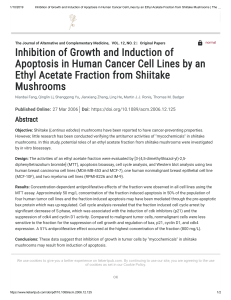 Inhibition of Growth and Induction of Apoptosis in Human Cancer Cell Lines by an Ethyl Acetate Fraction from Shiitake Mushrooms