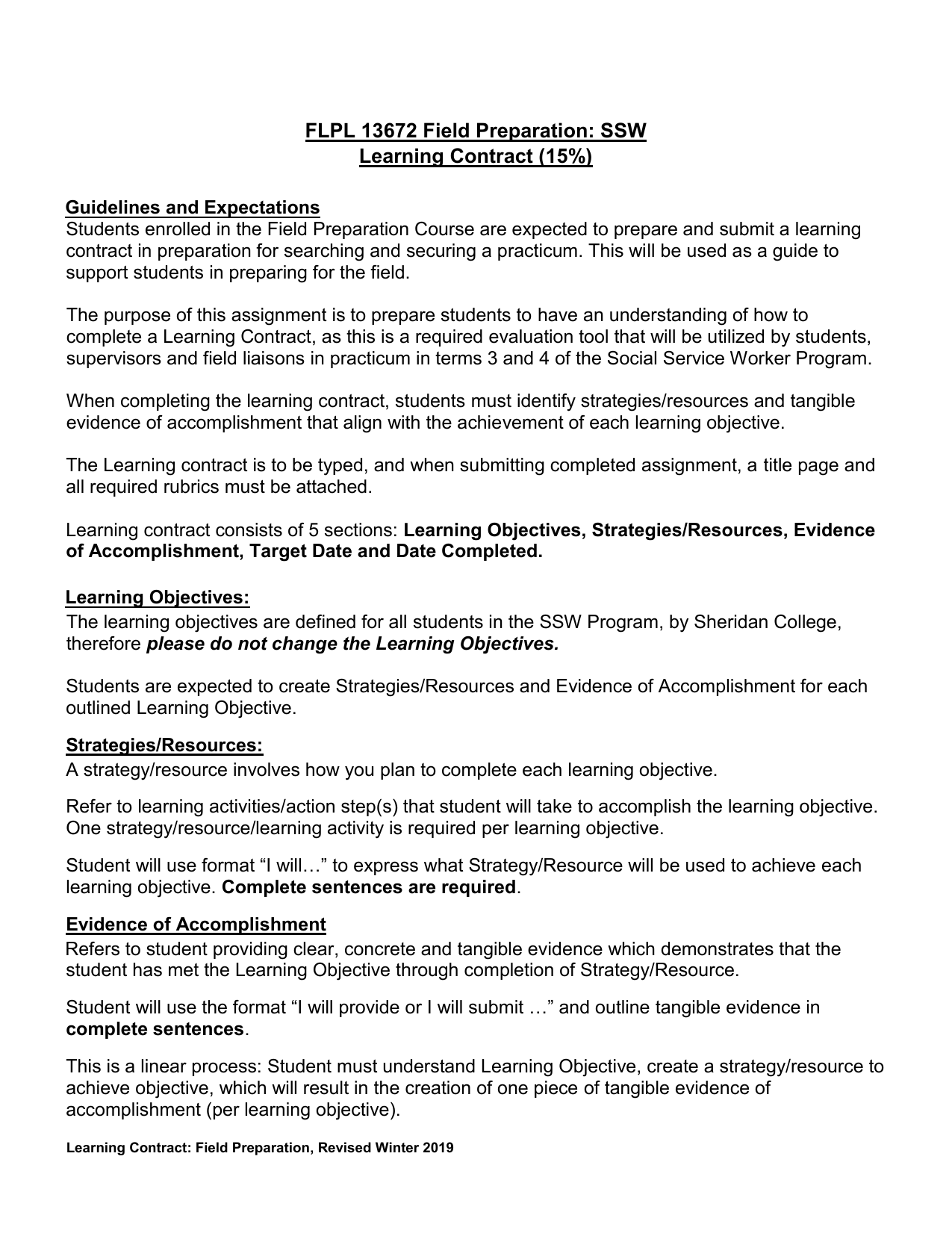 Learning Contract 15 2019