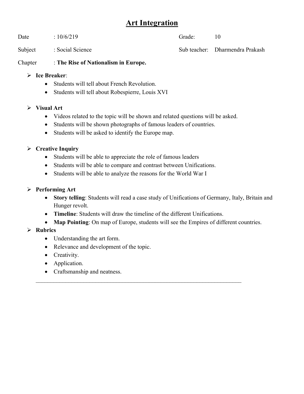 Rise of Nationalism in Europe worksheet