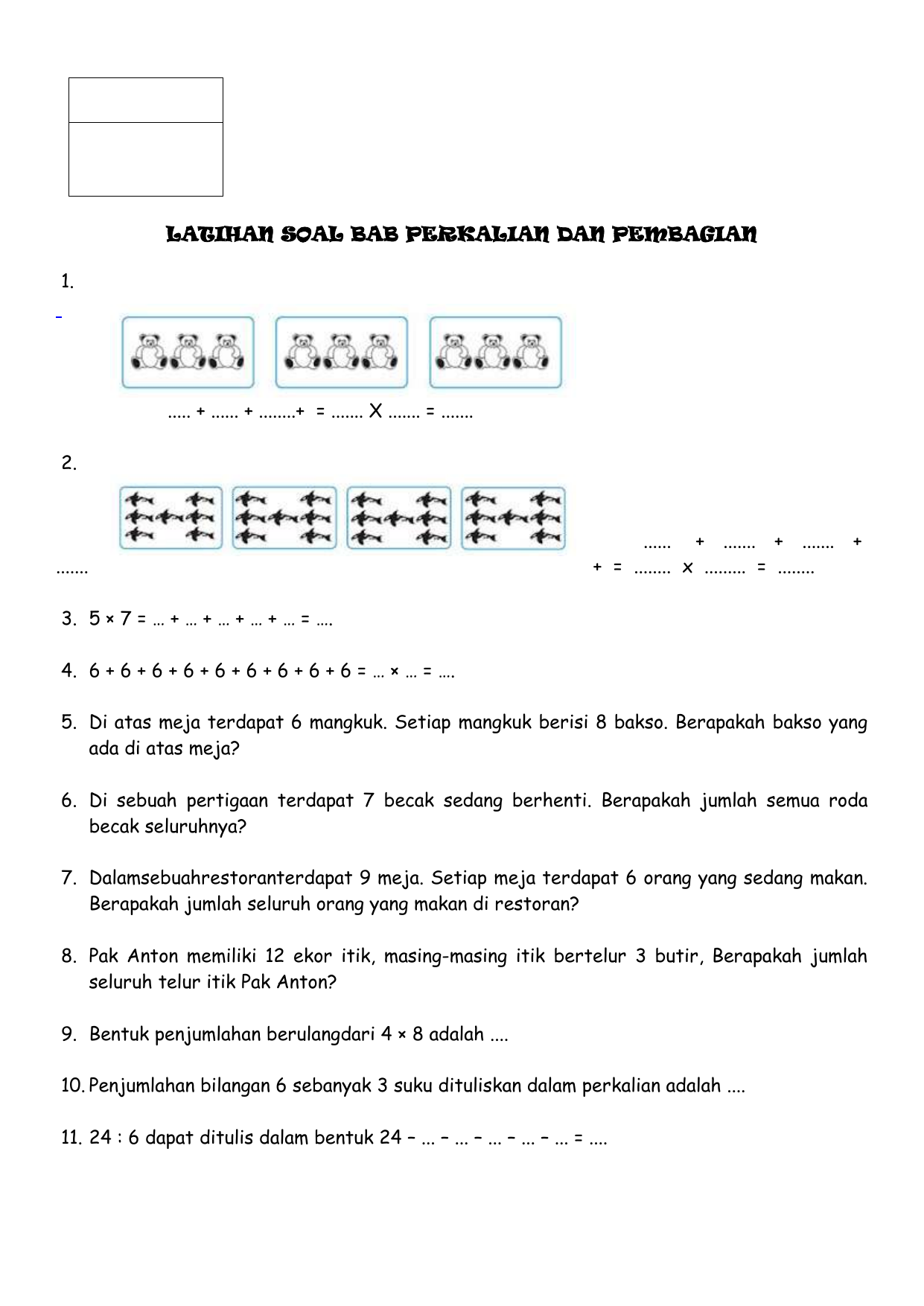 Soal Perkalian Sd Kelas