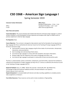 ASL I Syllabus Spring 2019