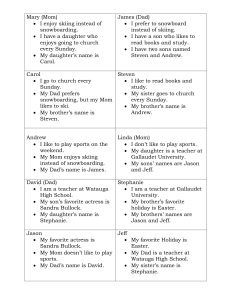 Family Information Sheet: Relationships & Hobbies