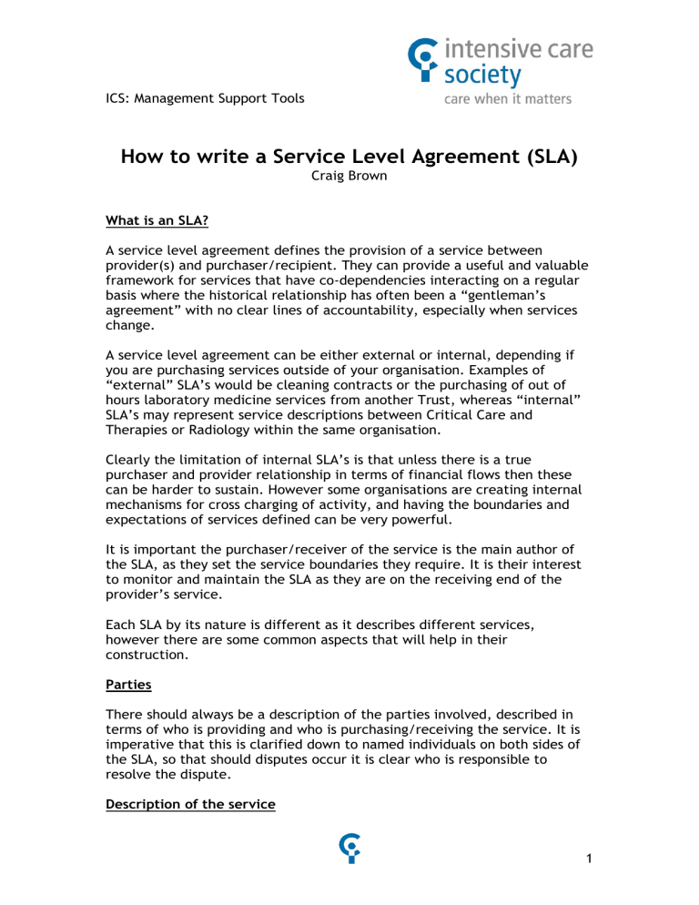 How to write a service level agreement