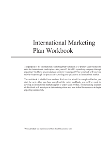 International Marketing Plan Workbook