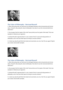 The Value of Philosophy - Questions
