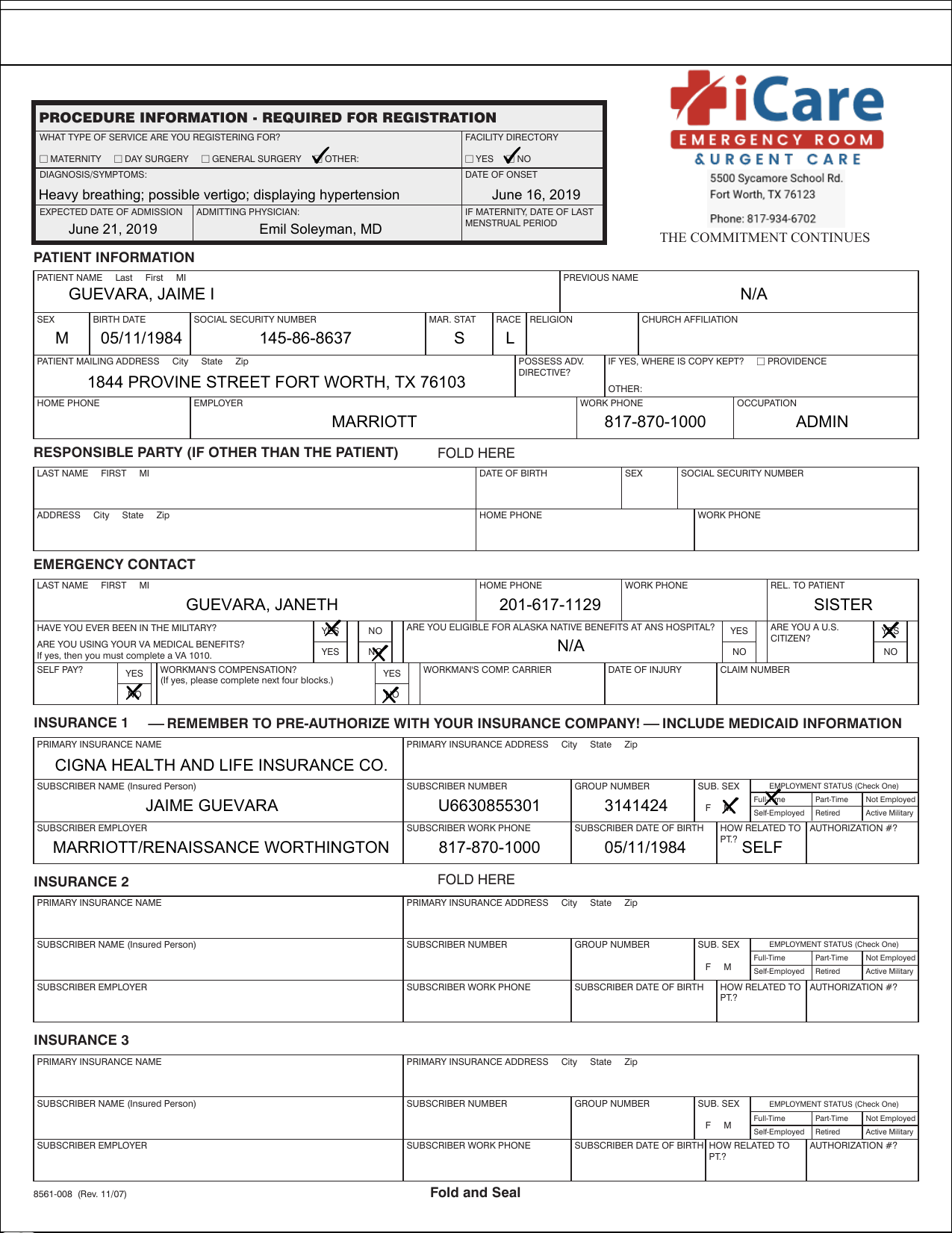 blank hospital discharge papers form 1