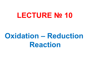 Lecture 10. Redox reactions