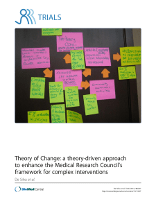 Theory of Change: a theory-driven approach to enhance the Medical Research Council's framework for complex interventions