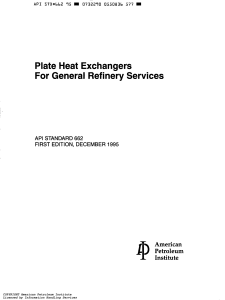 Api St 662, Plate Heat Exchangers For General Refinery Services
