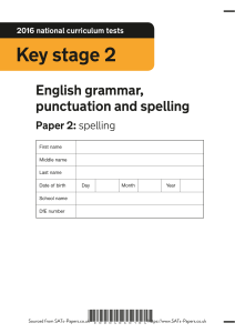 SPaG 2016 Spelling SATs