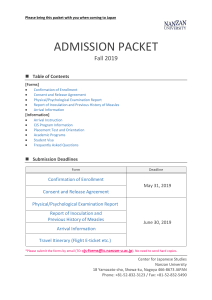 Nanzan University Admission Packet - Fall 2019