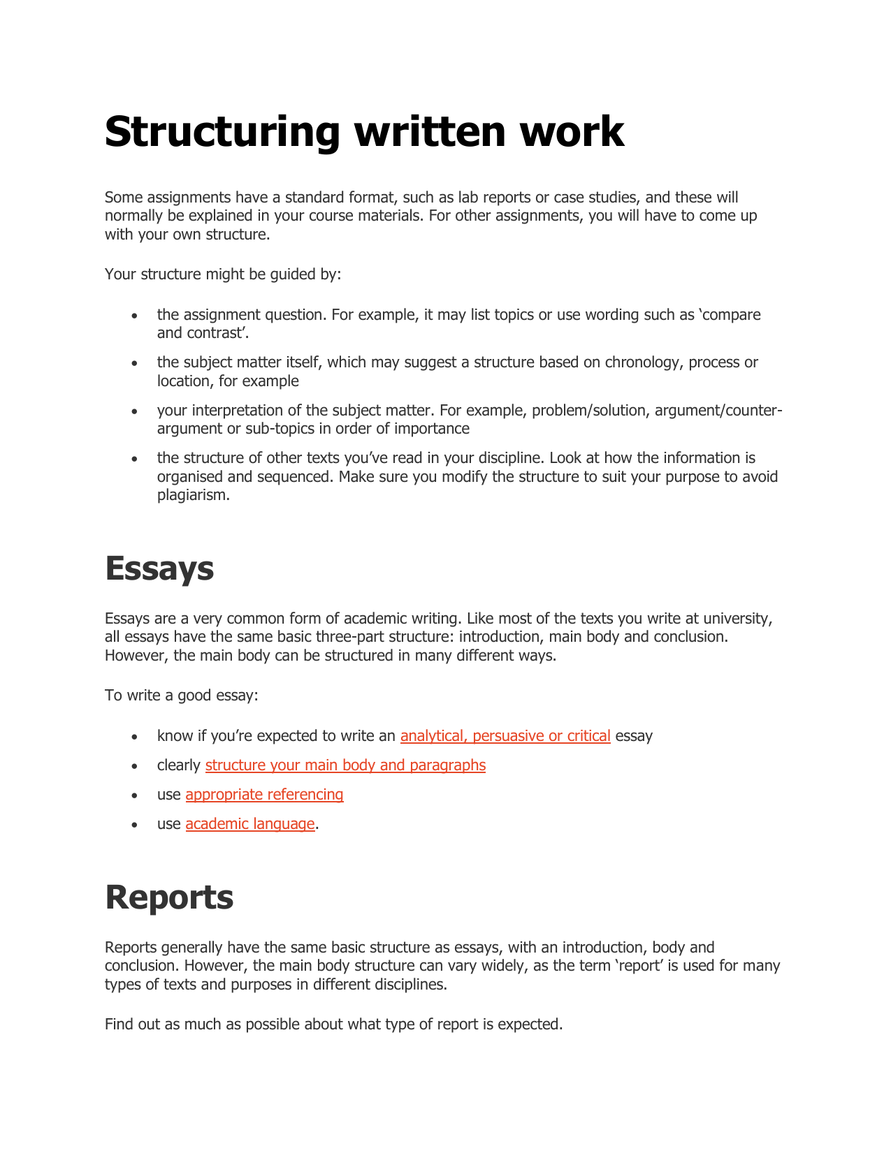 structuring an essay university