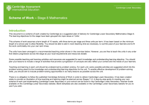 Cambridge Stage 8 Mathematics Scheme of Work