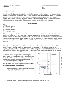 Titration and Neutralization Worksheet