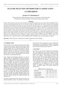 Feature Selection Methods for Classification: A Comparison