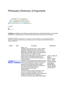 Arthur Jensen on Intelligence - Psychology Dictionary of Arguments