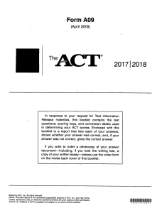 2018 April ACT Form A09